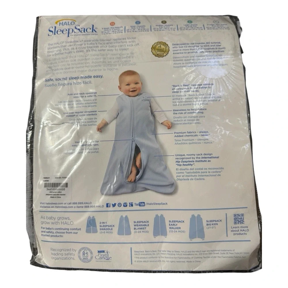New! Halo Sleep Sack Mint Green Sz XS Birth To 3 Months 5 To 10 Lbs Wearable Bla